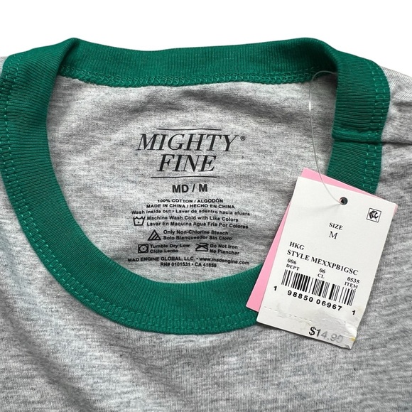Mighty Fine Beverly Hills Gray Tee with Green Trim, M - Picture 2 of 4